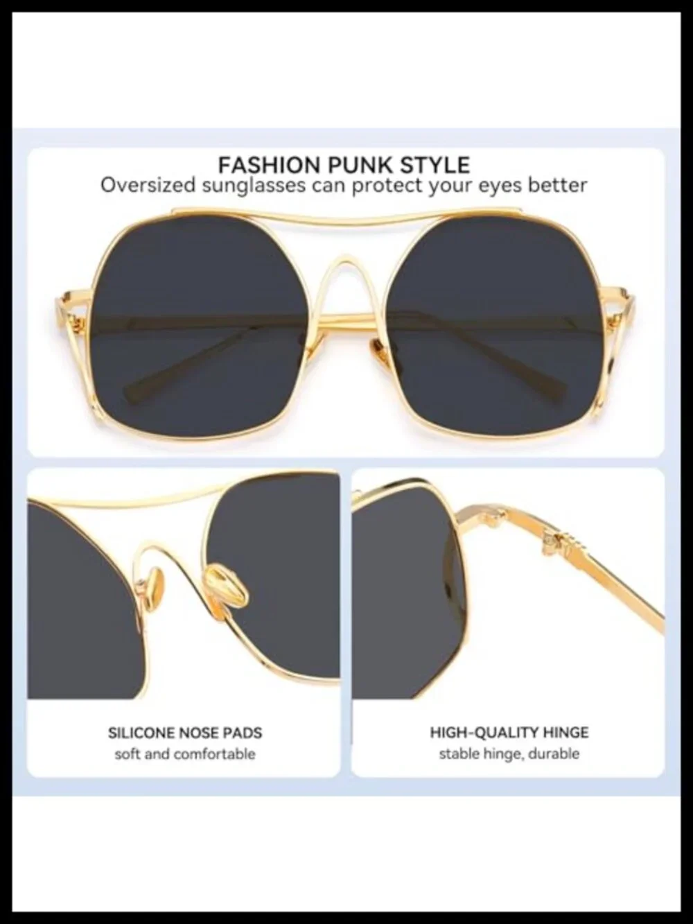 Oversized Aviator Sunglasses for Women UV400 Metal Frame